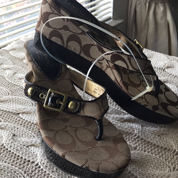 Coach Shoes - Coach wedge sandals NEW! Never used!